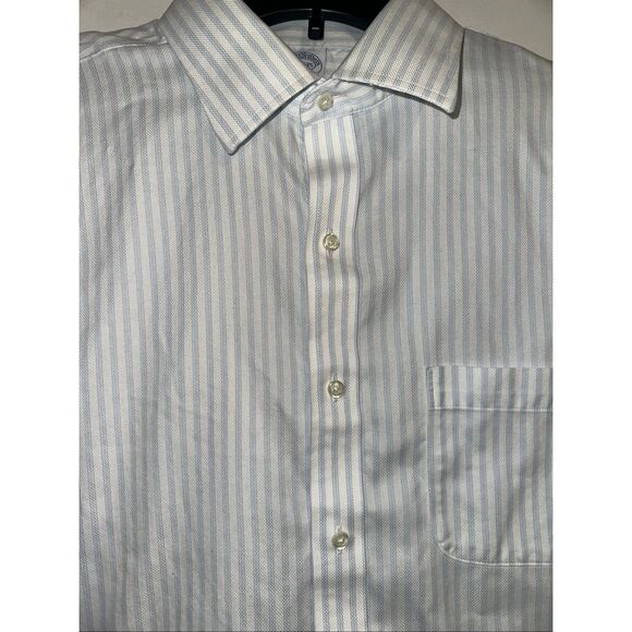 Brooks Brothers Regular Fit white blue Non-Iron 16 - 34/35 cotton button up dre - Picture 3 of 7